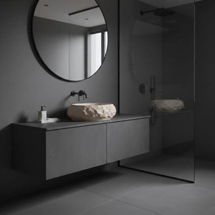 REA-U7347 - Umywalka nablatowa MIKA 38x50 cm beżowa/imitacja kamienia