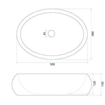 REA-U7347 - Umywalka nablatowa MIKA 38x50 cm beżowa/imitacja kamienia