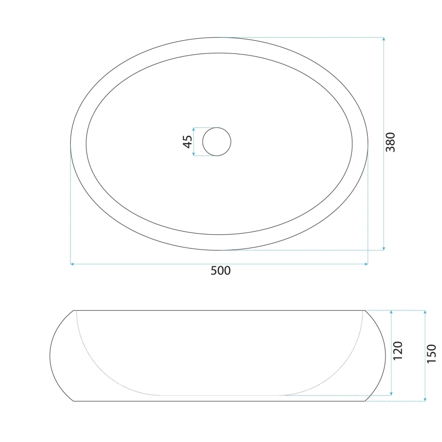 REA-U7347 - Umywalka nablatowa MIKA 38x50 cm beżowa/imitacja kamienia
