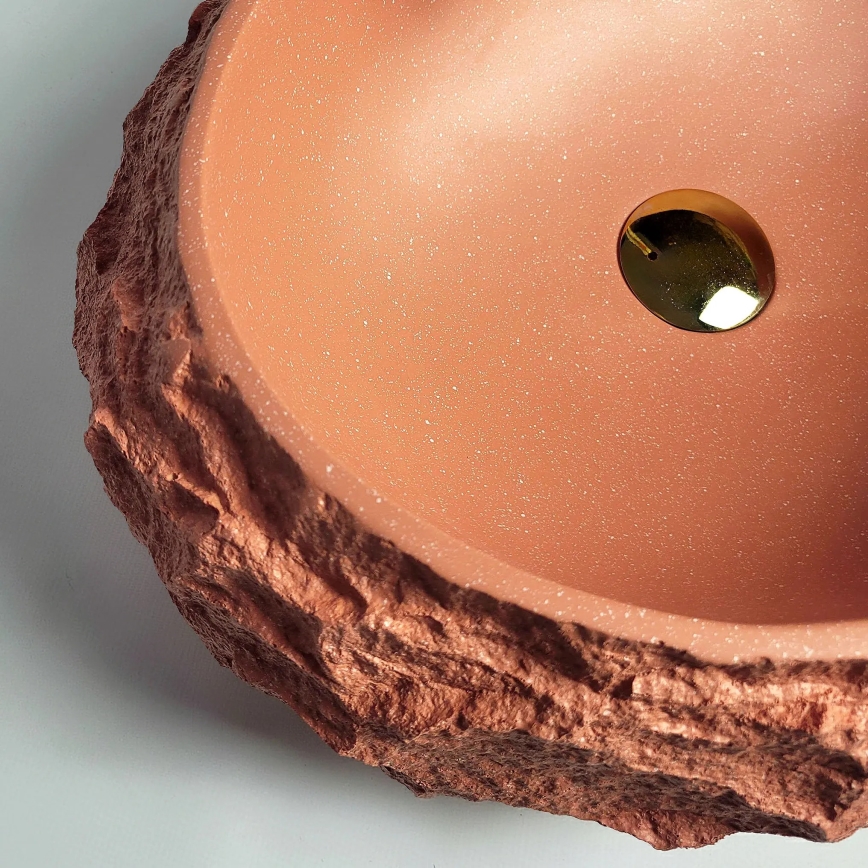 REA-U7349 - Umywalka nablatowa MIKA 38x50 cm pomarańczowa/imitacja kamienia