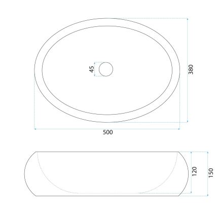 REA-U7349 - Umywalka nablatowa MIKA 38x50 cm pomarańczowa/imitacja kamienia