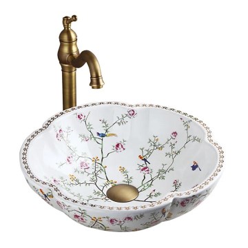 REA-U7504 - Umywalka nablatowa FELICIA ø 42,5 cm ceramika/wzór kwiatowy