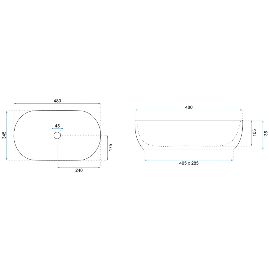 REA-U8001 - Umywalka nablatowa AMELIA 34,5x48 cm ceramika/dekor marmuru