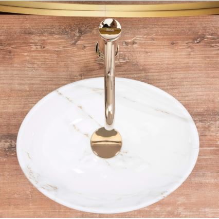 REA-U8014 - Umywalka nablatowa SOFIA MINI 27x34 cm ceramika/dekor marmuru