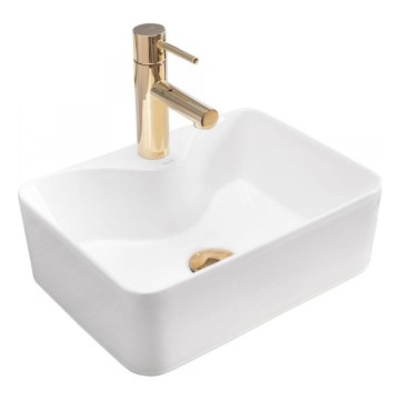 REA-U8196 - Umywalka nablatowa KELLY MINI 31x41 cm ceramika/biały połysk