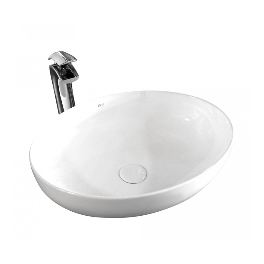 REA-U8198 - Umywalka nablatowa CAROLA SLIM 39x51,5 cm ceramika/biały połysk