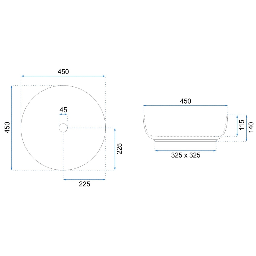 REA-U8493 - Umywalka nablatowa ELMA, średnica 45 cm, ceramika, biały połysk