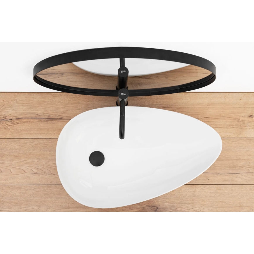REA-U8537 - Umywalka nablatowa GRETA 40x65,5 cm ceramika/biały połysk