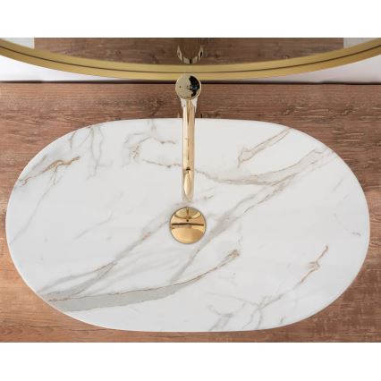 REA-U8548 - Umywalka nablatowa ROYAL 36x60,5 cm ceramika/dekor marmuru