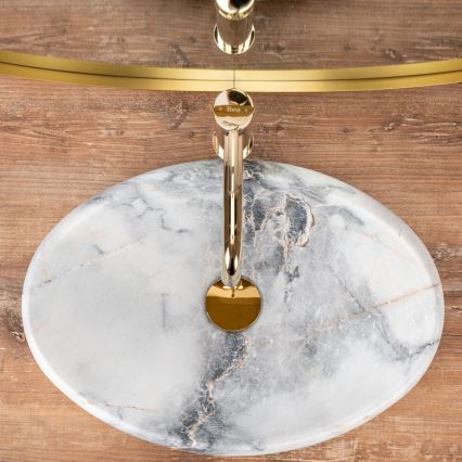 REA-U8567 - Umywalka nablatowa LINDA 34x48,5 cm, ceramika/dekor marmuru