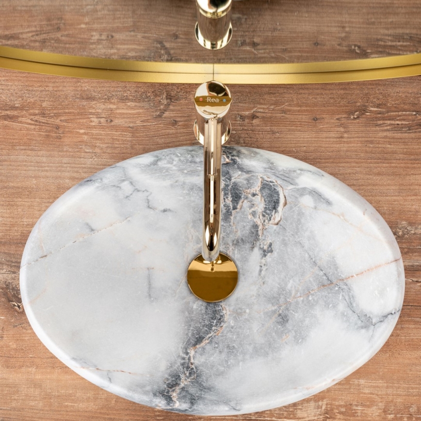 REA-U8567 - Umywalka nablatowa LINDA 34x48,5 cm, ceramika/dekor marmuru