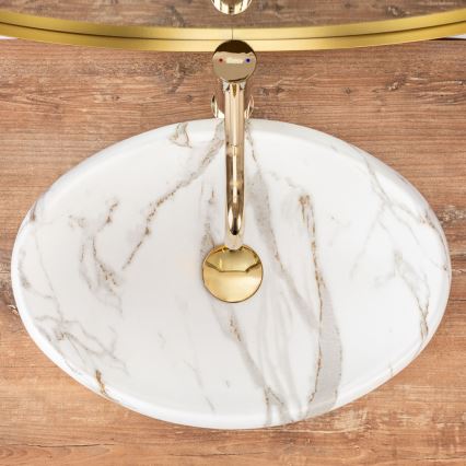 REA-U8568 - Umywalka nablatowa LINDA 34x48,5 cm ceramika/dekor marmuru