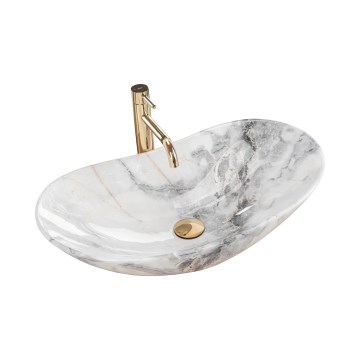 REA-U8596 - Umywalka nablatowa ROYAL 36x62,5 cm ceramika/biała/szara/imitacja kamienia