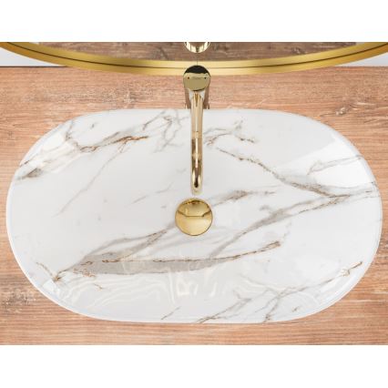 REA-U8597 - Umywalka nablatowa ROYAL 36x62 cm ceramika/dekor marmuru