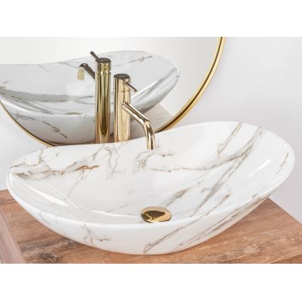 REA-U8597 - Umywalka nablatowa ROYAL 36x62 cm ceramika/dekor marmuru