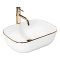 REA-U8736 - Umywalka nablatowa BELINDA 33,5x46,5 cm ceramika/biała/złota