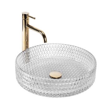 REA-U8881 - Umywalka nablatowa CRISTAL o średnicy 39 cm szkło/przezroczyste