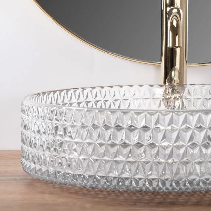 REA-U8881 - Umywalka nablatowa CRISTAL o średnicy 39 cm szkło/przezroczyste
