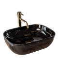 REA-U8907 - Umywalka nablatowa BELINDA 33,5x46,5 cm ceramika/czarny/dekor marmuru