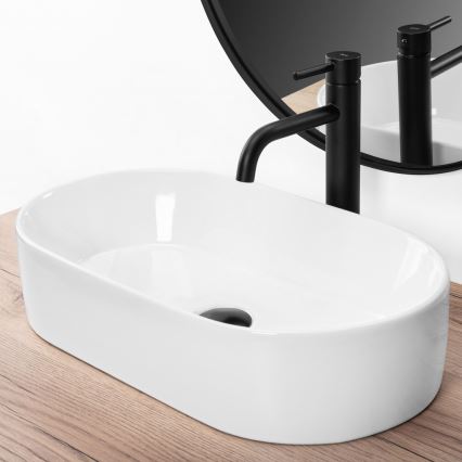 REA-U9108 - Umywalka nablatowa LAYLA 30x53 cm, ceramika, biały połysk