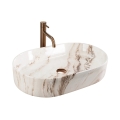 REA-U9239 - Umywalka nablatowa NADIA 38,5x61 cm ceramika/beżowy/imitacja kamienia
