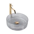 REA-U9615 - Umywalka nablatowa CRISTAL Ø 35,5 cm szkło/szary