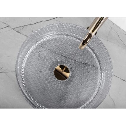 REA-U9615 - Umywalka nablatowa CRISTAL Ø 35,5 cm szkło/szary