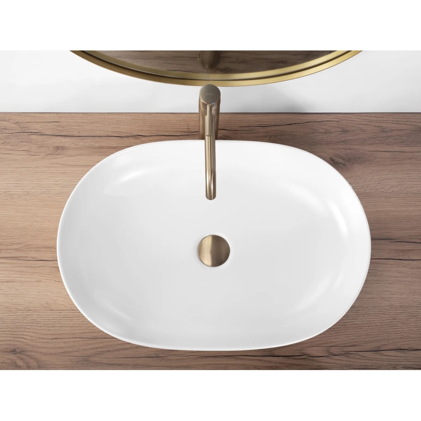 REA-U9653 - Umywalka nablatowa CLEO 41x60,5 cm ceramika/biały mat