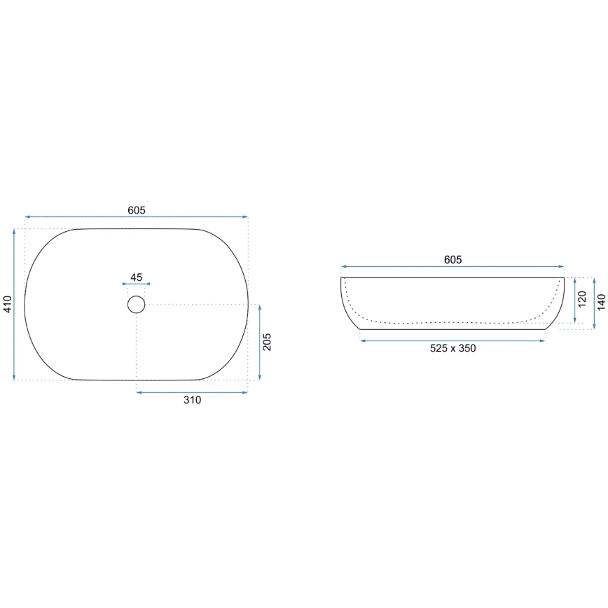 REA-U9656 - Umywalka nablatowa CLEO 41 x 60,5 cm, ceramika/dekor marmurowy