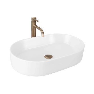 REA-U9657 - Umywalka nablatowa NADIA 38,5x61 cm ceramika/matowa biała