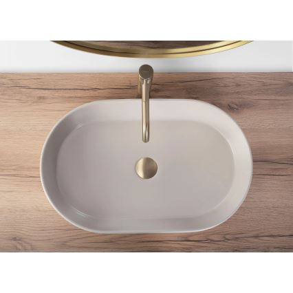 REA-U9661 - Umywalka nablatowa NADIA 38,5x61 cm ceramika/beżowy