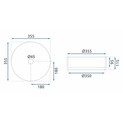 REA-U9670 - Umywalka nablatowa CRISTAL 35,5 cm szkło/przezroczyste