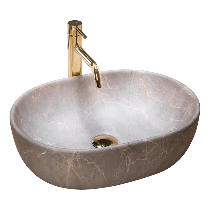 REA-U9887 - Umywalka nablatowa LARA 35x48,5 cm ceramika/szara/dekor marmuru