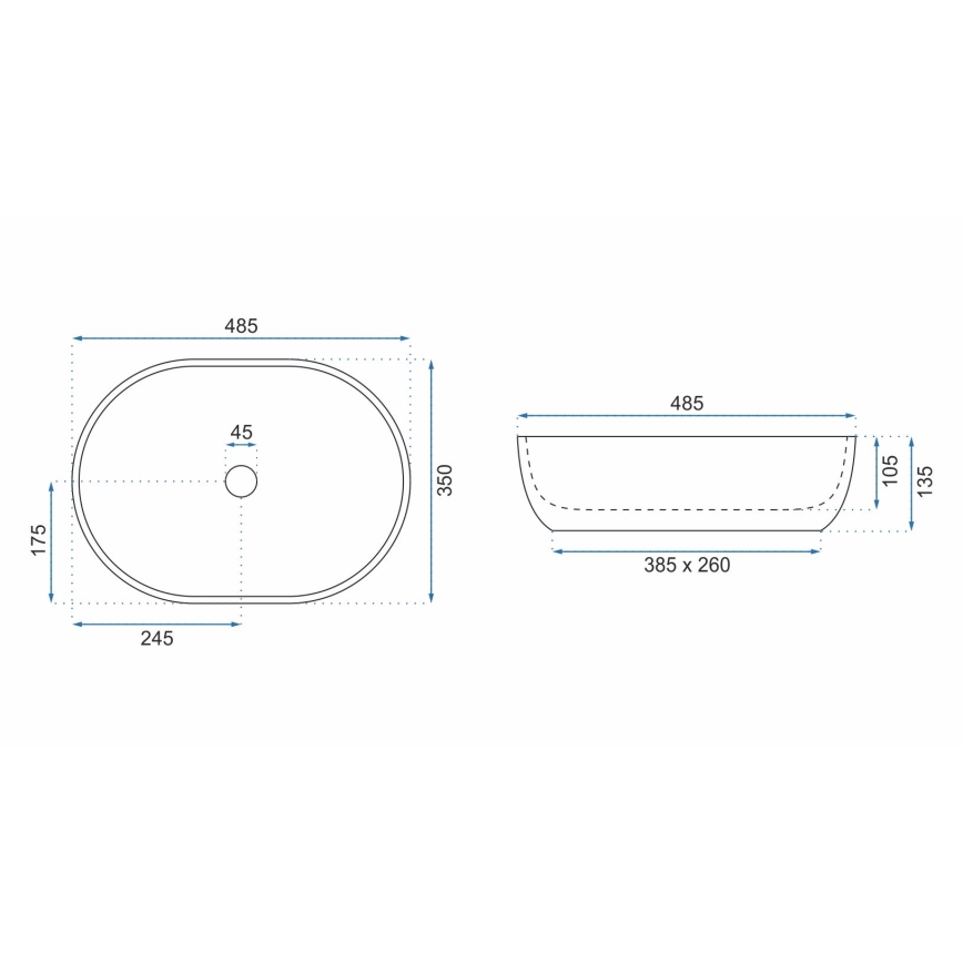 REA-U9887 - Umywalka nablatowa LARA 35x48,5 cm ceramika/szara/dekor marmuru