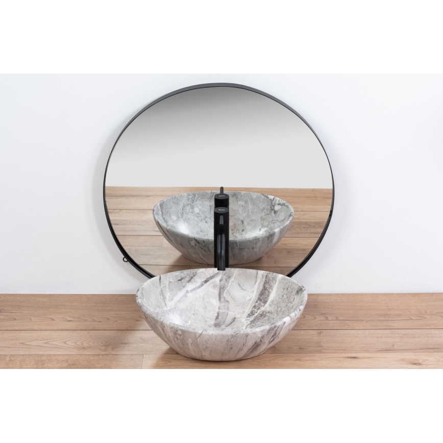 REA-U9908 - Umywalka nablatowa SOFIA 34,5x41 cm ceramika/imitacja kamienia