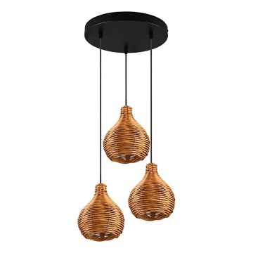 Reality - Lampa wisząca na lince SPROUT 3xE14/40W/230V brązowa/rattan