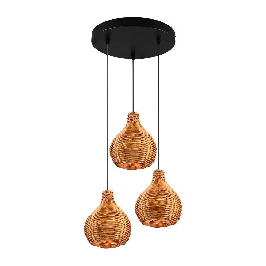 Reality - Lampa wisząca na lince SPROUT 3xE14/40W/230V brązowa/rattan