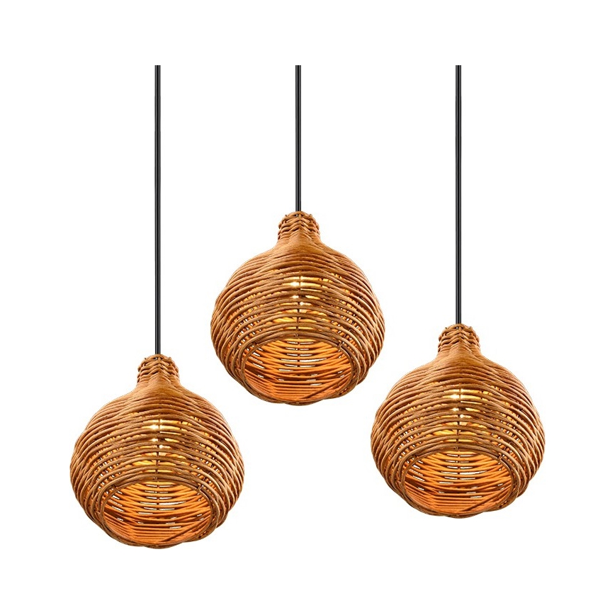 Reality - Lampa wisząca na lince SPROUT 3xE14/40W/230V brązowa/rattan