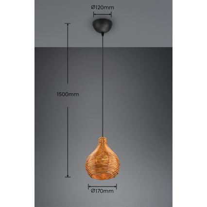 Reality - Lampa wisząca na przewodzie SPROUT 1xE14/40W/230V brązowy/rattan