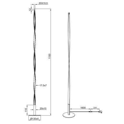 Reality - LED Lampa podłogowa ściemnialna SPIN LED/10,5W/230V