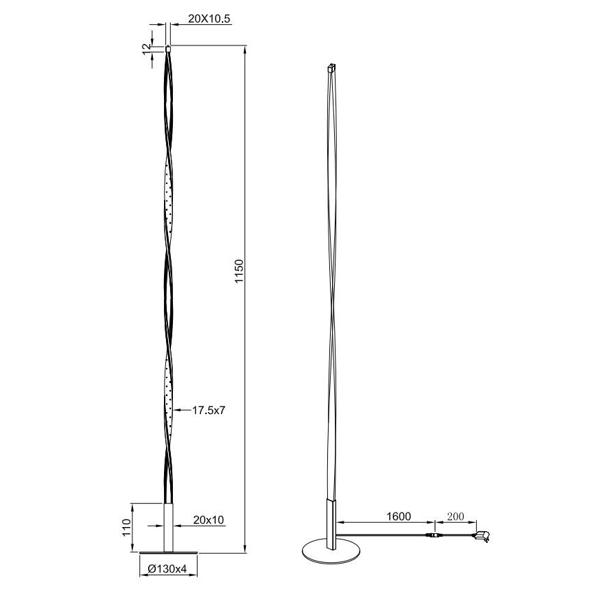 Reality - LED Lampa podłogowa ściemnialna SPIN LED/10,5W/230V