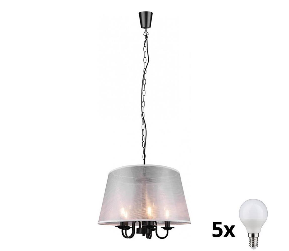 Reality - LED Żyrandol na łańcuchu CIMA 5xE14/40W/230V szary