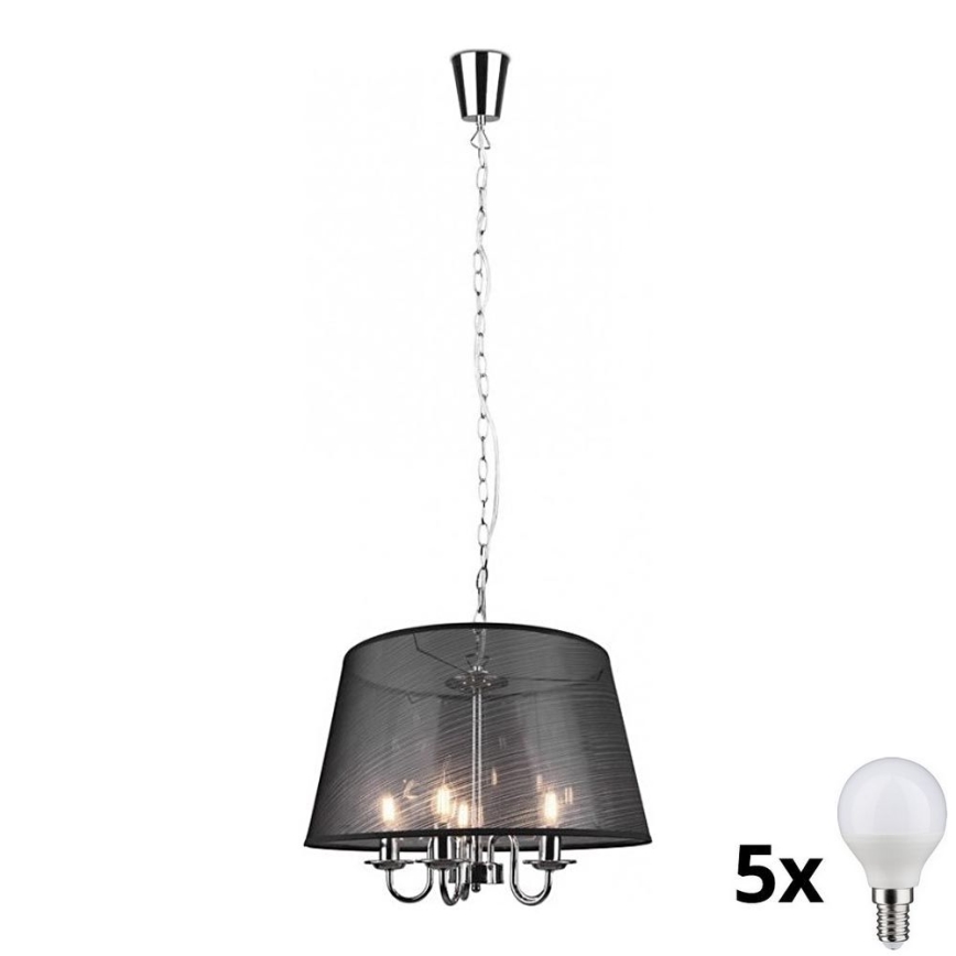 Reality - LED Żyrandol na łańcuchu CIMA 5xE14/40W/230V czarny
