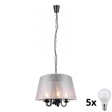 Reality - LED Żyrandol na łańcuchu CIMA 5xE14/40W/230V szary