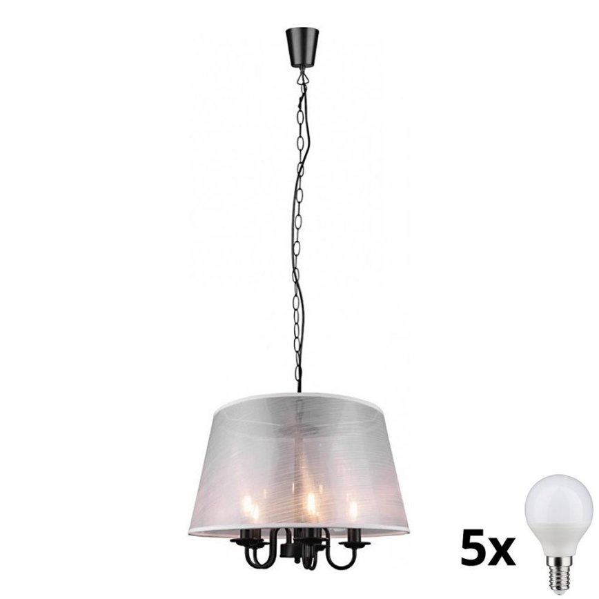 Reality - LED Żyrandol na łańcuchu CIMA 5xE14/40W/230V szary