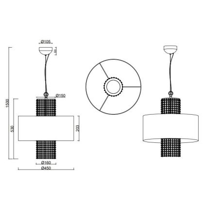 Reality - Żyrandol na lince KING 3xE14/28W/230V srebrny