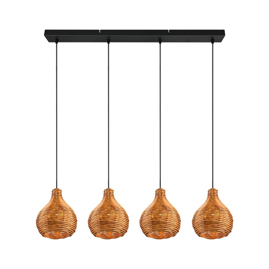 Reality - Żyrandol na lince SPROUT 3xE14/40W/230V brązowy/rattan