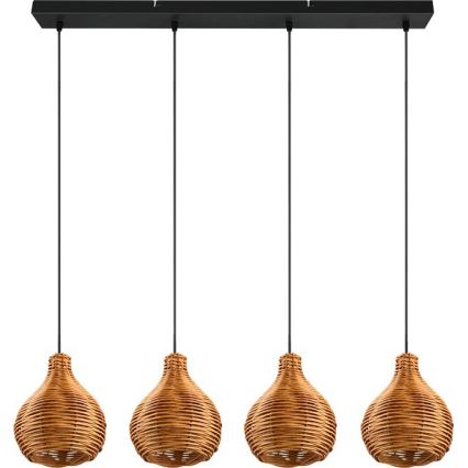 Reality - Żyrandol na lince SPROUT 3xE14/40W/230V brązowy/rattan