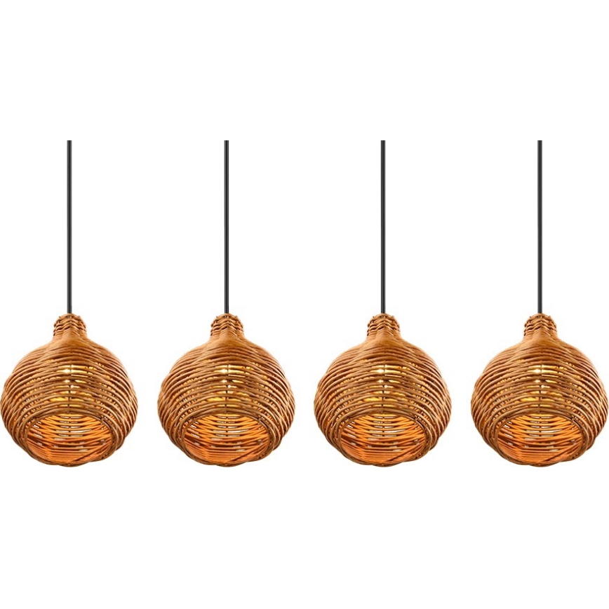 Reality - Żyrandol na lince SPROUT 3xE14/40W/230V brązowy/rattan