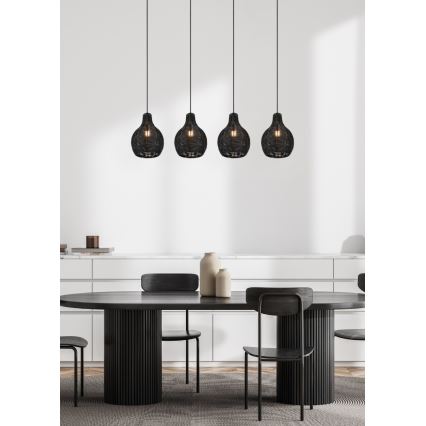 Reality - Żyrandol na lince SPROUT 4xE14/30W/230V czarny/rattan